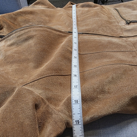 Alfani Women's Brown Suede Leather Zip-Up Jacket – Boho Classic Chic - Size M - Picture 14 of 15